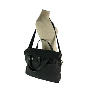 FILSON 70016 Original Black Tin Cotton Leather Briefcase Messenger Bag Crossbody